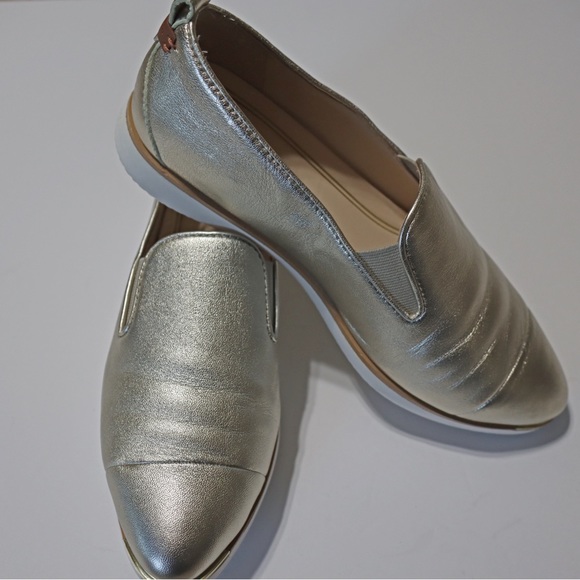 Cole Haan Shoes - Cole Haan Grand Ambition Soft Gold Leather Slip On Flat Loafer Sneaker Size 7.5